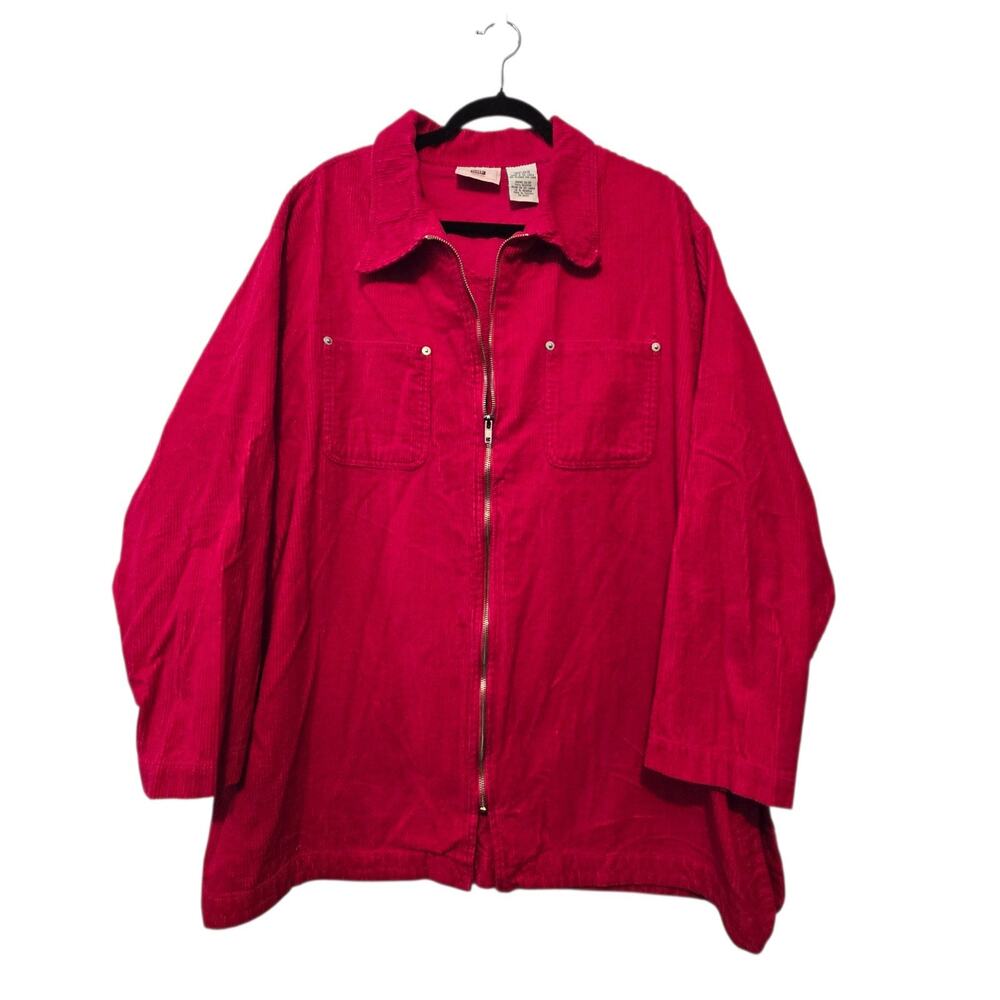 Vintage‎ Faded Glory Corduroy Zip-Up Jacket Shacket Womens 26 28 Red Chore Coat